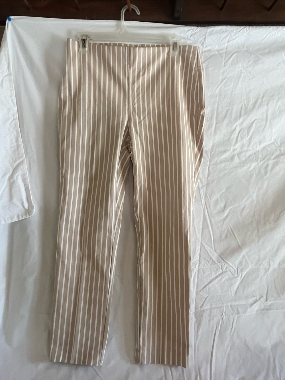 Chico's Beige with White Pinstripe ladies Pants